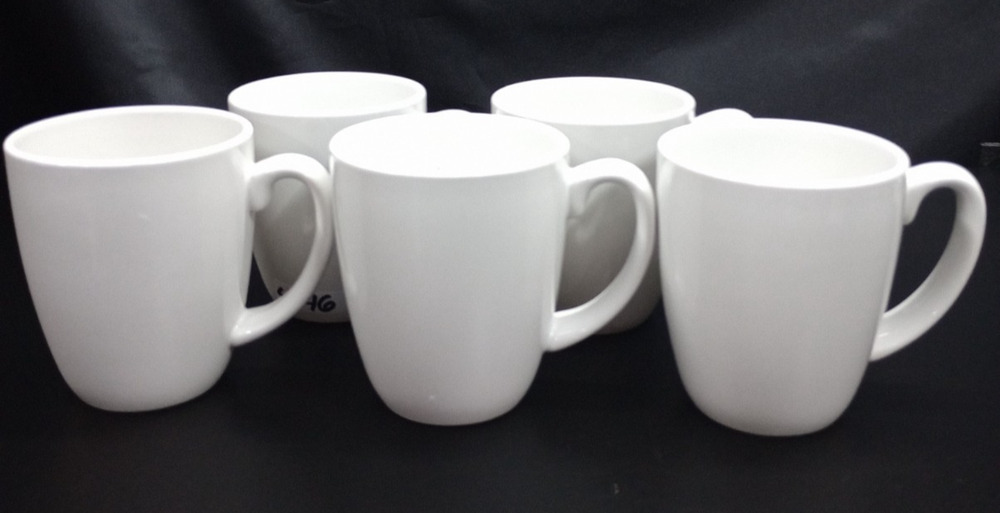 Set of 5 Corelle Coordinates Stoneware White Coffee Mugs Cups 10 Oz